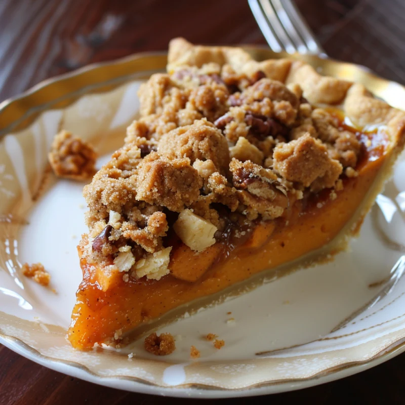 You are currently viewing Apple Butter Pumpkin Pie with Streusel Topping